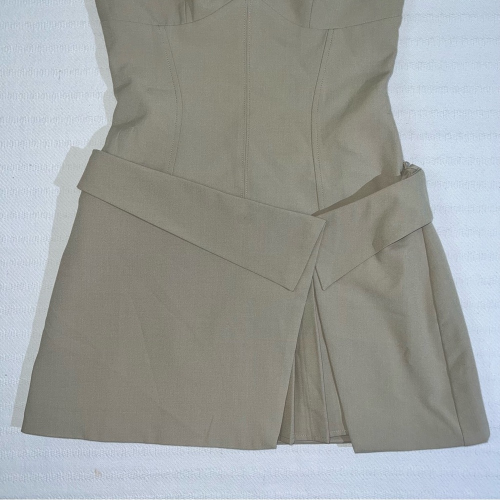 Oh Polly Bruna Woven Twill Wrap Over Pleated Mini Dress Size 4 Preppy Party Chic - Picture 6 of 12
